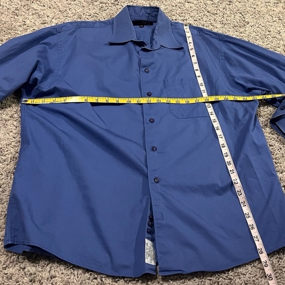 Kenneth Cole Solid Blue Men’s Long Sleeve Button Down Dress Shirt Large 16 - Picture 4 of 6